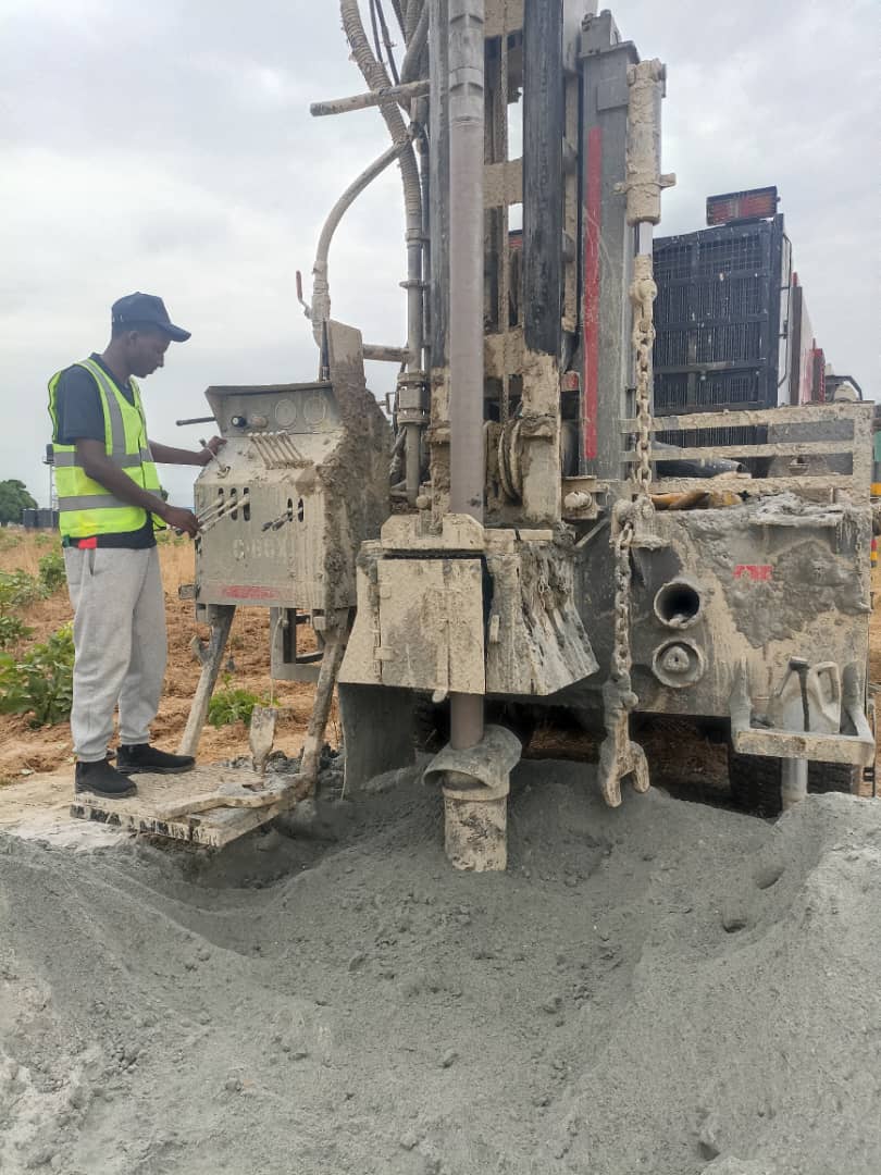 The trainee during Borehole Drilling